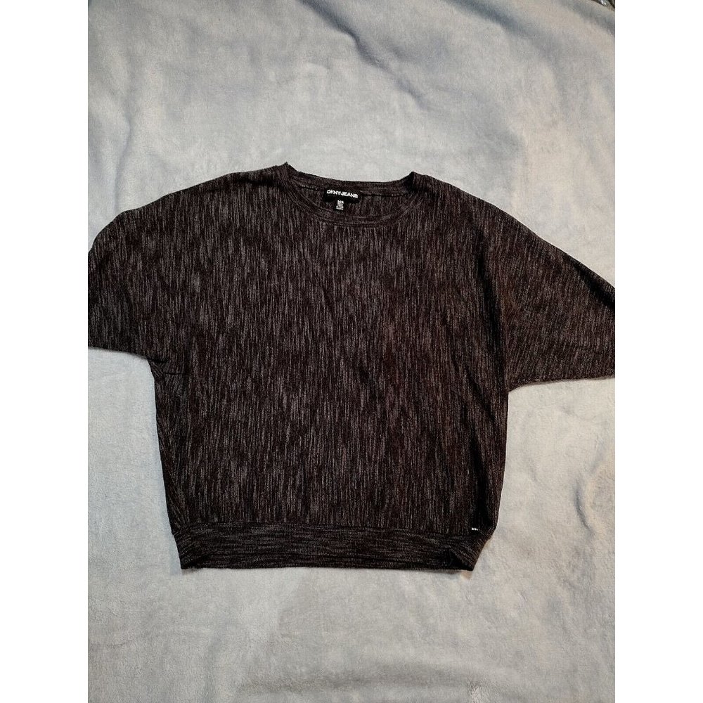 DKNY Jeans Womens Medium Heathered Gray Dolman Short Sleeved Sweater Blouse